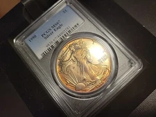 1990 Silver Eagle $1 PCGS MS67 Gorgeous Color! Free shipping.