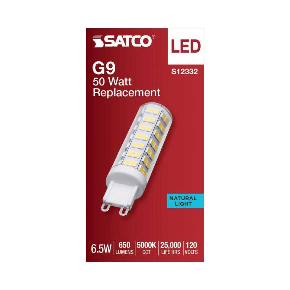 Satco S12332 - 6.5 Watt T6 LED Bulbs - G9 Base - 5000K ( 2, 5, 10 or 20 Pack) - Image 3 of 4