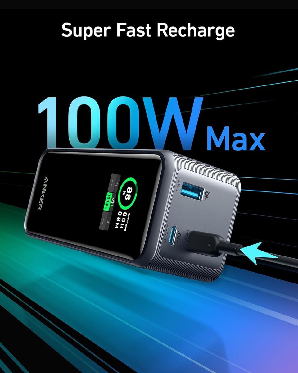 Anker Prime Power Bank 20000mAh 200W USB-C 3-Ports Charger Smart Display |Refurb | eBay Anker Prime Power Bank 20000mAh 200W USB-C 3-Ports Charger Smart Display |Refurb | eBay