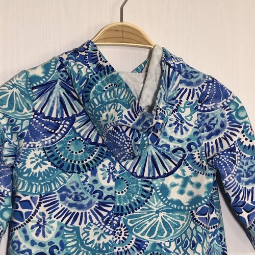 Lilly Pulitzer Swim Cover Up Girls Large 8 10 Blue Oasis Cooke Ruffle Hooded Zip - Picture 10 of 12