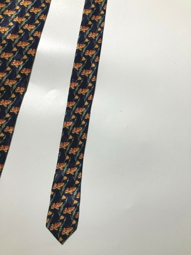 NINA RICCI MONSIEUR VINTAGE FLOWERS FLORAL LEAF TIE NATURE BLUE GREEN ITALY - Picture 9 of 12