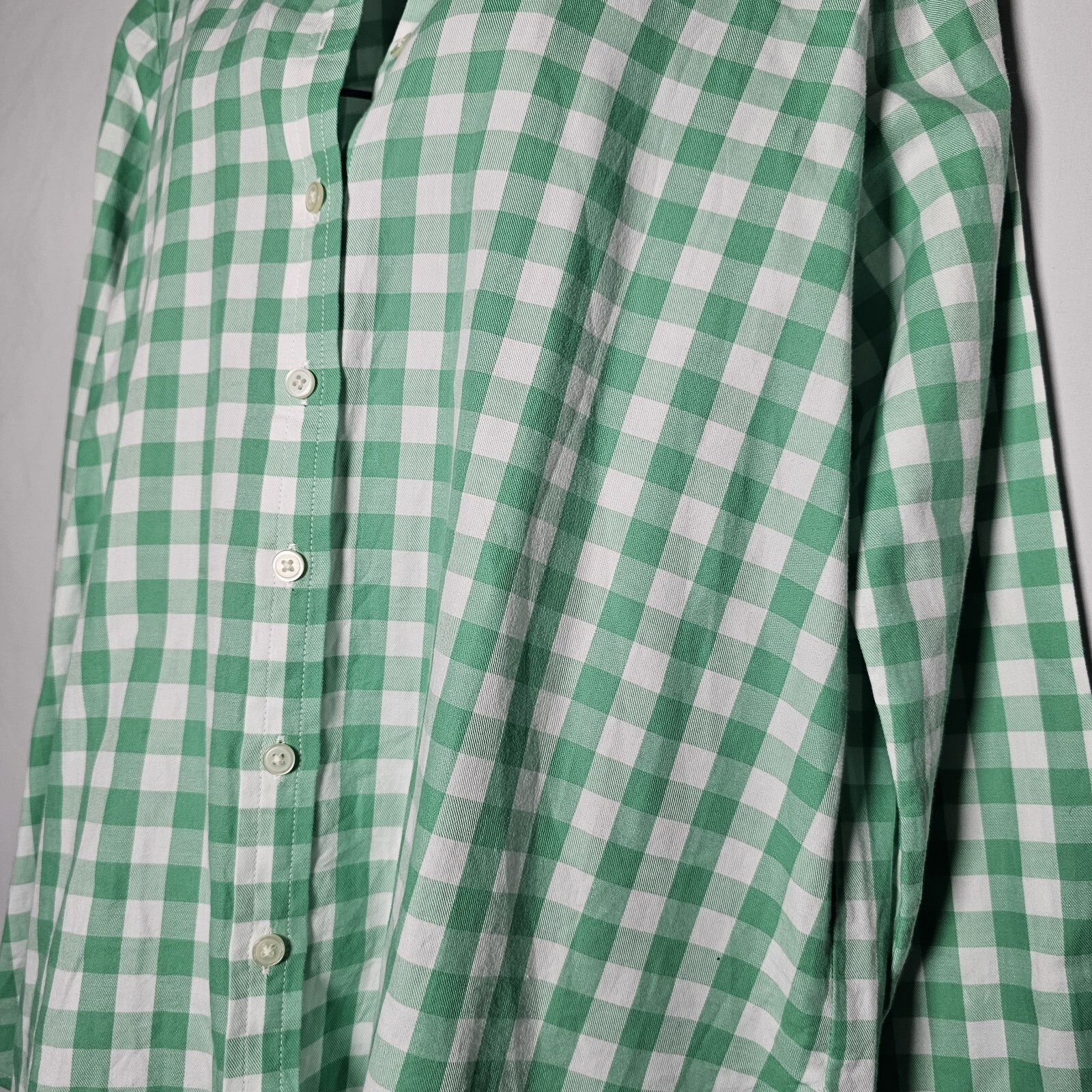 LOFT button down gingham long Checkered sleeve to… - image 4
