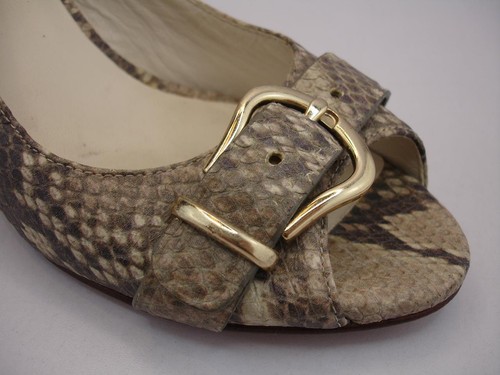 Women’s 5 B M Cole Haan Air Snakeskin Slingback Sandals Open Toe Pump Heels Gray - Picture 9 of 12