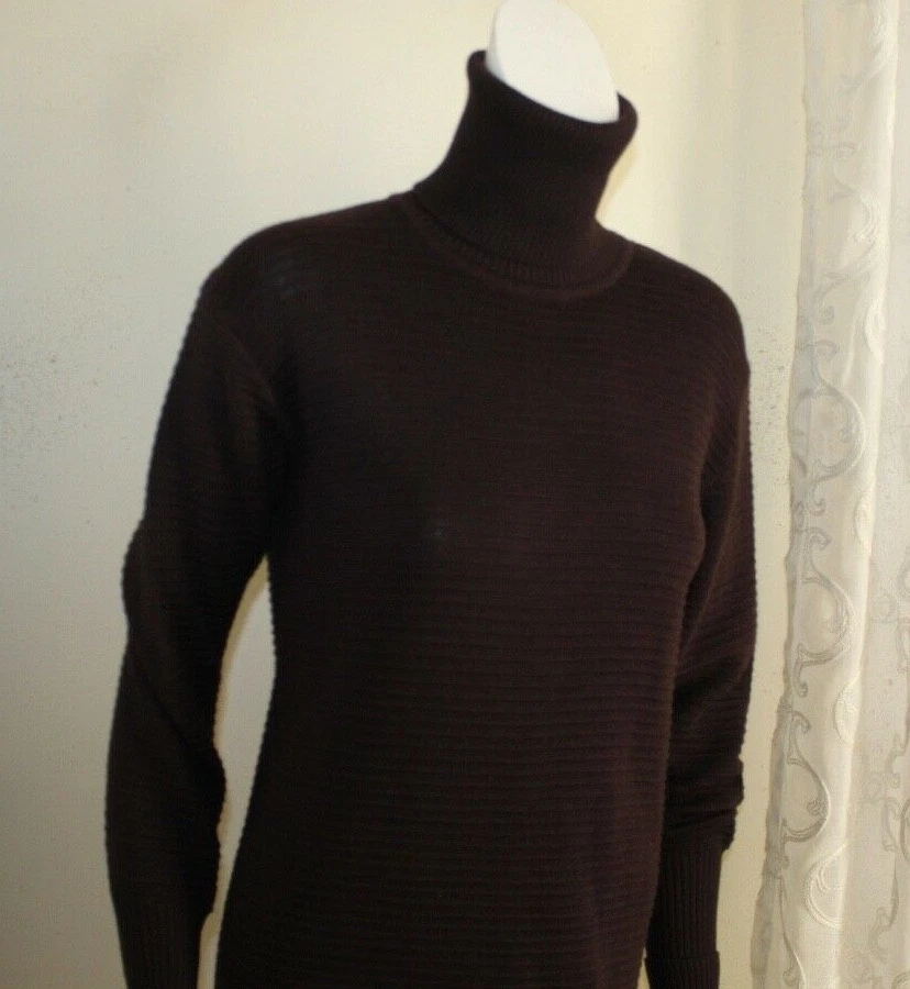 Yohji Yamamoto Sz M Modernist BROWN Wool Art Rib Long Knit Sweater