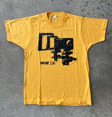 Vintage Sinar P2 Screen Stars Single Stitch USA Made Camera T Shirt M Yellow