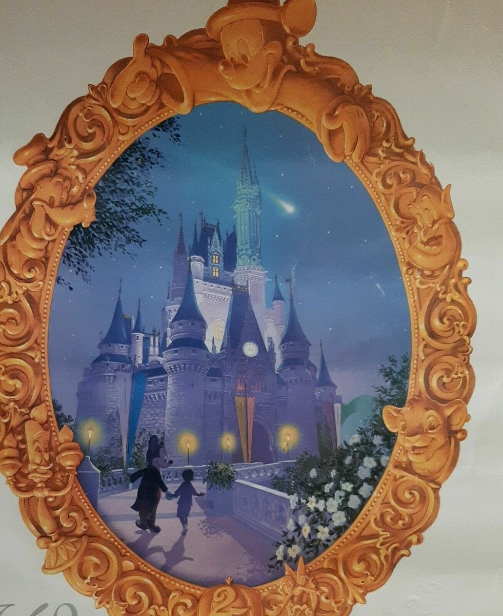 Authentic Walt Disney World 25th Anniversary Framed Poster, Circa