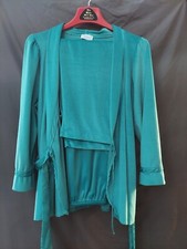 Vintage Lorraine Pajama 2 Piece Set Size Small Sleepwear Teal Wrap Top  Bottoms