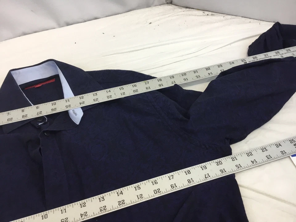 Camisa Report Collection Puño Abatible L Azul Púrpura Floral 100% Algodón YGI R1-851 Foto 3 de 4