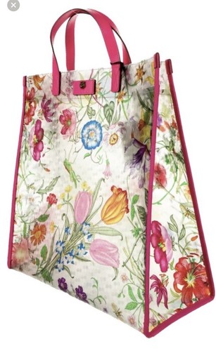Large New Gucci Floral Acrylic & Leather Tote Bag - Afbeelding 2 van 11