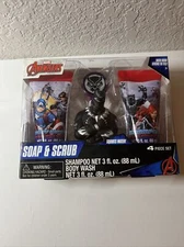 Marvel Avengers Black Panther Soap & Scrub, Shampoo And Hook. New In Box