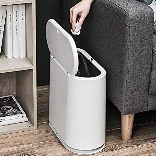 10L Slim Plastic Trash Can with Press Lid for Compact Spaces-image