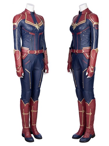 Marvel Costume Leather Captain Cosplay Carol Danvers Halloween Outfits Jumpsuit - Picture 3 of 16