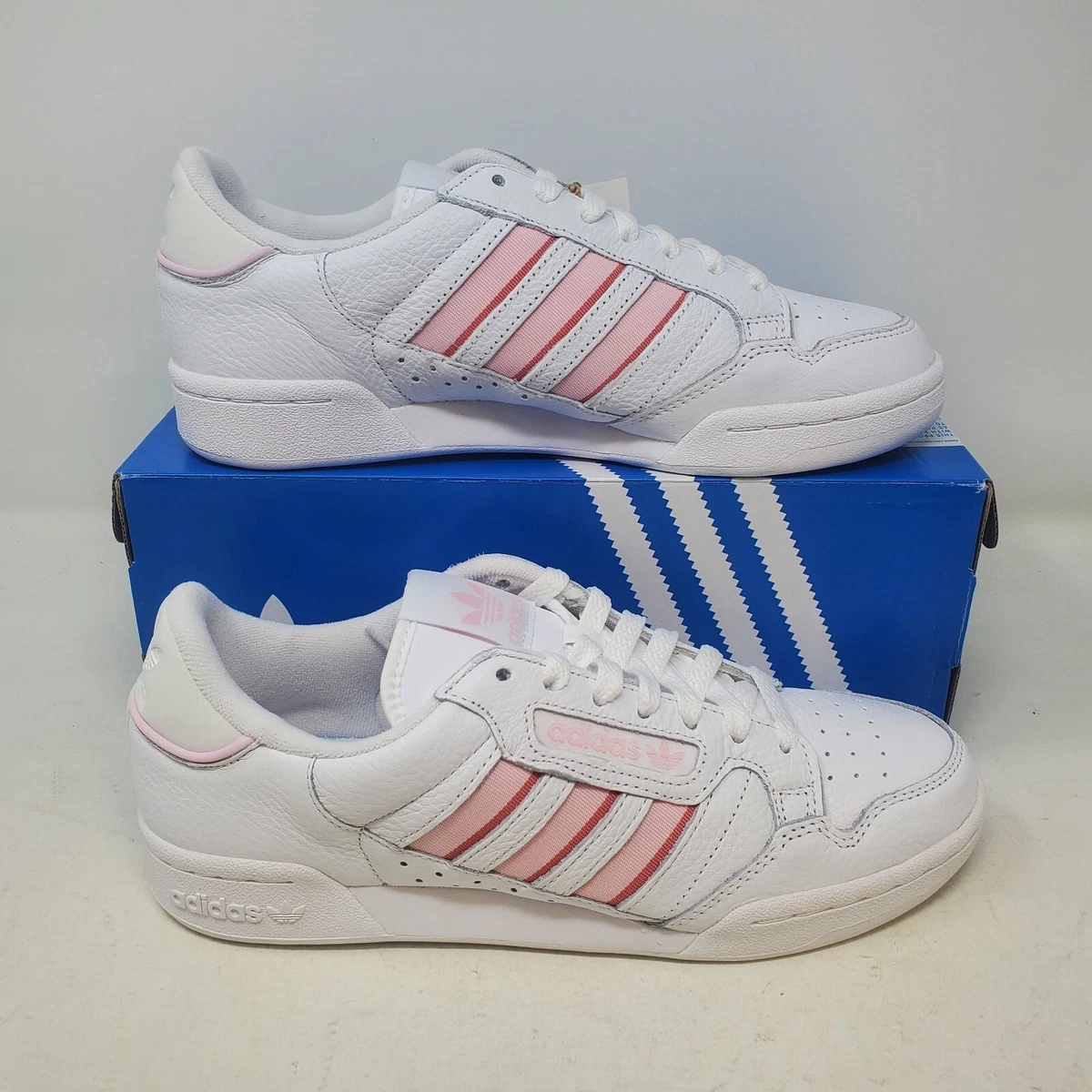 Wmns Adidas Continental 80 Stripes Leather Shoe White Pink