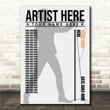Concert Setlist Poster Print Canvas Male Grey - Any Artist, Date, Gig, Venue