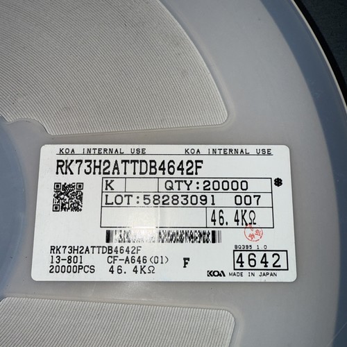 KOA Speer Thick Film Resistors SMD Reel 20000 Resistors RK73h2attdb4642f 46.4k - Picture 2 of 6