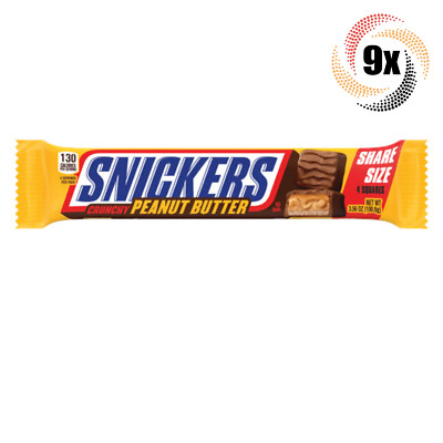 9x Packs Snickers Crunchy Peanut Butter King Size Bars | 4 Squares Each | 3.56oz