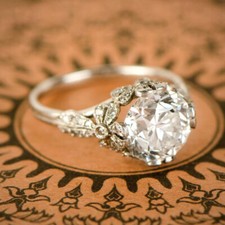 3 CT White Round Cut Simulated Diamond Art Deco Antique Wedding 925 Silver Ring