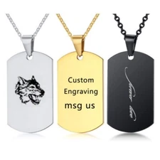 Personalized Engraved Custom Dog Tag dogtag Name Necklace Chain Titanium Steels
