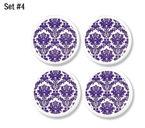 Purple White Damask Furniture Knob Steampunk Cabinet Drawer Pull Handle Hardware - Bild 8 von 8