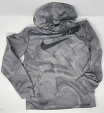 Nike Boys 8-20 Therma Fleece Pullover Hoodie Atmosphere Gray/Black Small NWT