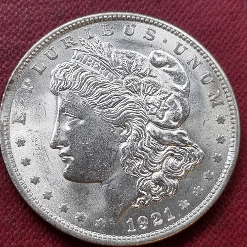 1921 Morgan Dollar $1 Silver BU UNC - ERROR - CLIPPED PLANCHET #89478