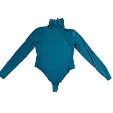 Lululemon Seriously Soft Nulu Turtleneck Bodysuit L/S Thong Cut Storm Teal Sz M