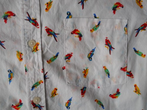 "Camisa para hombre L Brooklyn de tela loros con botones frontal manga corta pecho 42" - Imagen 6 de 10