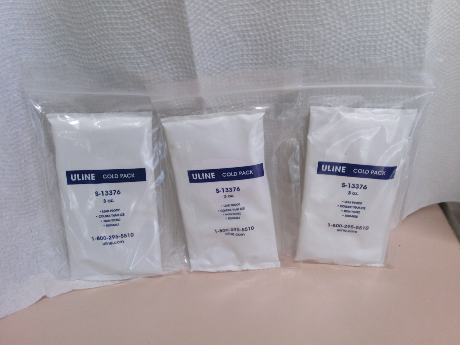 Uline Reusable Cold Gel Dry Ice Lunch Pack 3oz S13376 Lot of 3 Brand