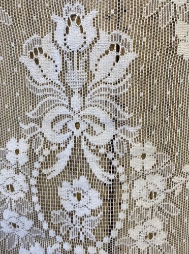 Vintage Laura Ashley Victorian Ribbons Design White Cotton Lace Curtain 53”/63” - Picture 8 of 17