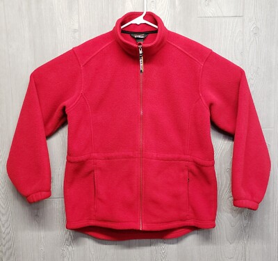 Vintage LL Bean Jacket Mens Medium Reg Sherpa Fleece Full Zip Red Long Sleeve