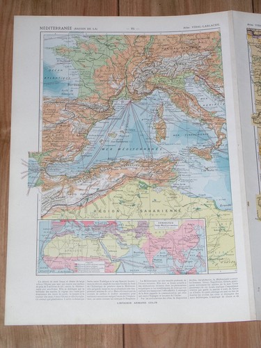 1925 VINTAGE PHYSICAL MAP OF EUROPE / MOUNTAINS RIVERS - 第 10/14 張圖片