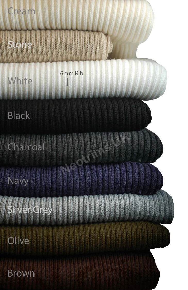 Rib Knit Cuff Waist Band Fabric Chunky Stretch Trim Welt Apparel 100cms Wide