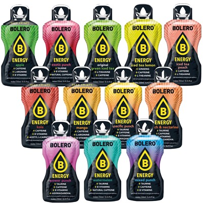 (107,08 /kg) 24 Bolero Energy Getränkepulver Mix Set Booster Koffein Zuckerfrei