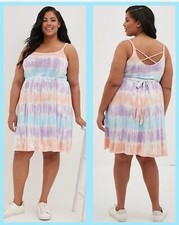 Torrid 2 BACK TIE SKATER DRESS SUPER SOFT TIEDYE MULTICOLOR Plus-size 18-20 NWT 