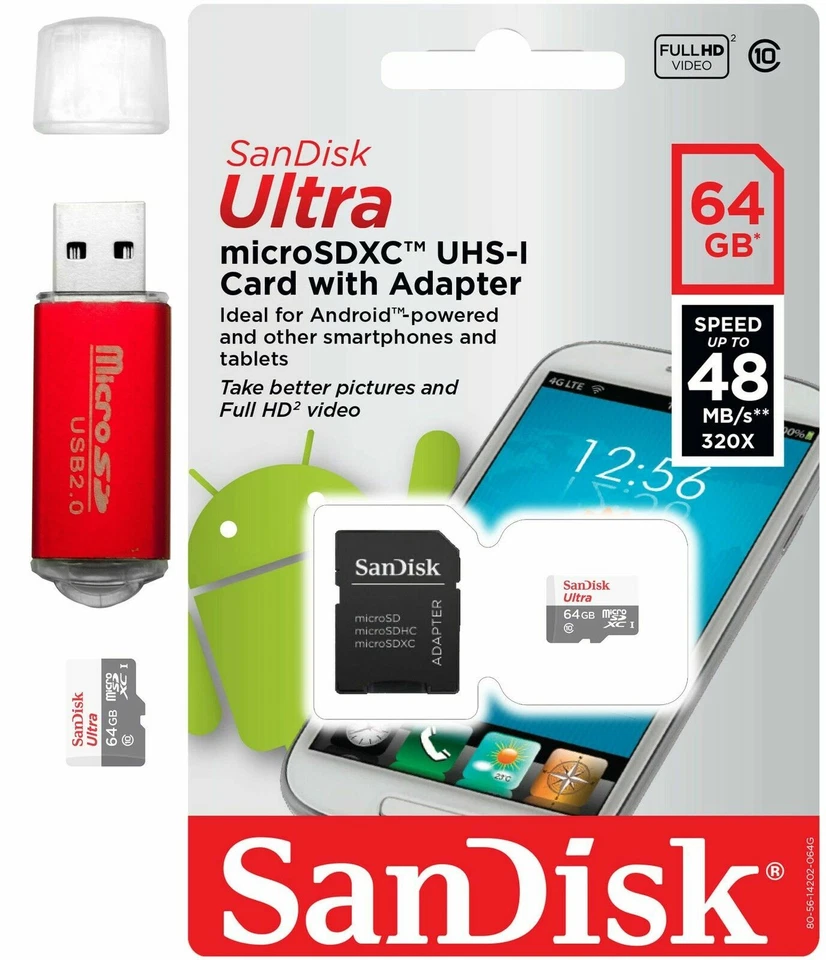 SanDisk Ultra 64GB Class 10 - SDXC Memory Card - (SDSDQUA-064G-U46A) - Photo 1/1