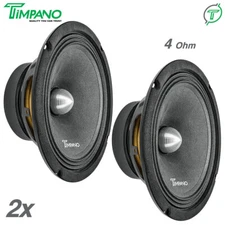 2x Timpano TPT-MR8-4 Bullet Pro Audio Midrange Car Speakers 4 Ohm 1200 Watts