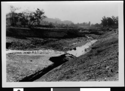 Flood Damage In An Unidentified Area Showing Nearby Hills And For - Old Photo