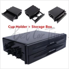 Universal Car Double Din Dash Radio Pocket Kit Drink-Cup Holder + Storage Box