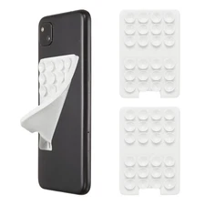 2Pcs Silicone Suction Phone Case Mount, 3.39"x2.28" Grip Holder, White
