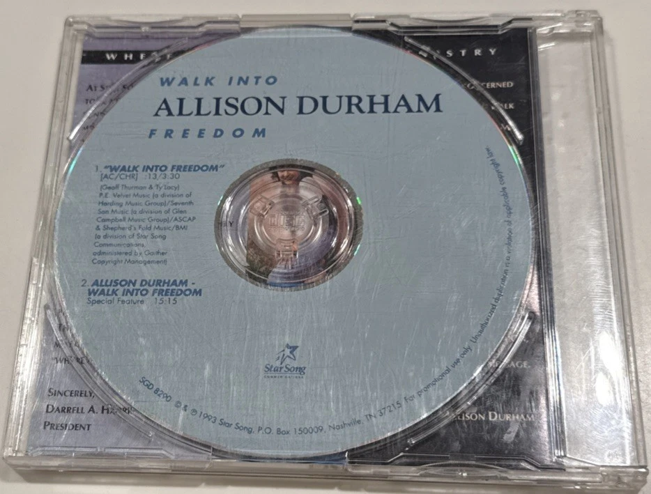 EXCLUSIVE RADIO SPECIAL Allison Durham Speer “Walk Into Freedom” 1993 CD Single! - Image 3 of 4