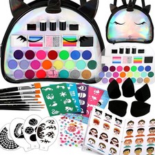 Bowitzki 24 Colors Face Paint Kit for Kids with Exclusive Unicorn Backpack - Pro