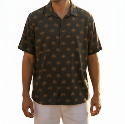 Travis Mathew Final Round Cotton Blend Button up Shirt XXL Dandelion Blue Nights