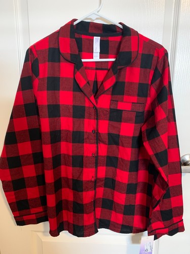 Haut de pyjama femme Stars Above, manches longues, rouge/noir à carreaux buffle, moyen neuf avec étiquette - Photo 1/6