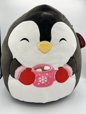 NEW Squishmallows 16 Inch Luna the Christmas 2025 Black Penguin With Hot Cocoa