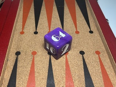 1.5  Marbled Purple Backgammon Doubling Cube with Art Deco Engraving
