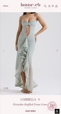 Gabriella Pistachio Green Ruffled Keyhole Front Gown Tulle Size 4/Small