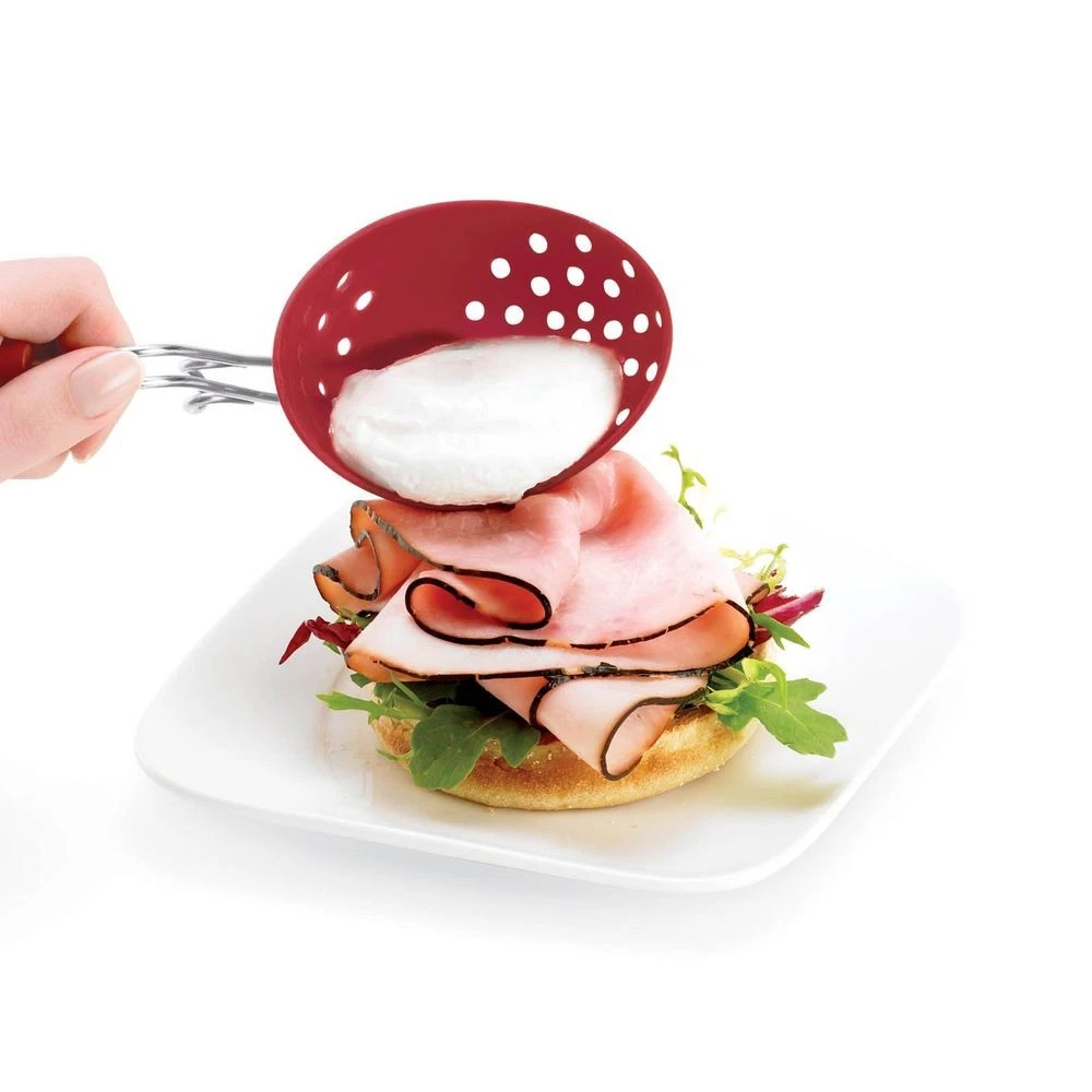 Cuisipro Silicone Egg Poacher Carded Set, 2 Piece (Red) - 17x5.5x9cm