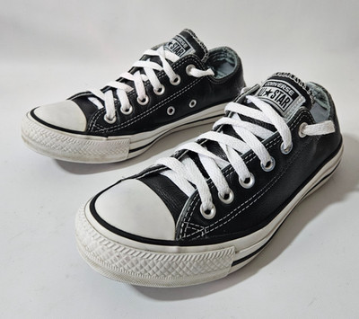 Converse 109057 Chuck Taylor All Star Low Black Leather Sneaker, UK 4,5, EU 37