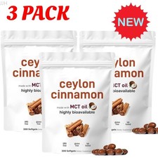 3 Bottles Ceylon Cinnamon 7200mg Equivalent 300 Softgels with MCT Oil High