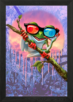 3D Brille Frosch gerahmt Wandbild Poster Leinwanddruck Bild